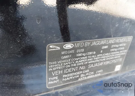 2019 Jaguar Xe 25T from USA, damaged, VIN SAJAS4FX9KCP52776